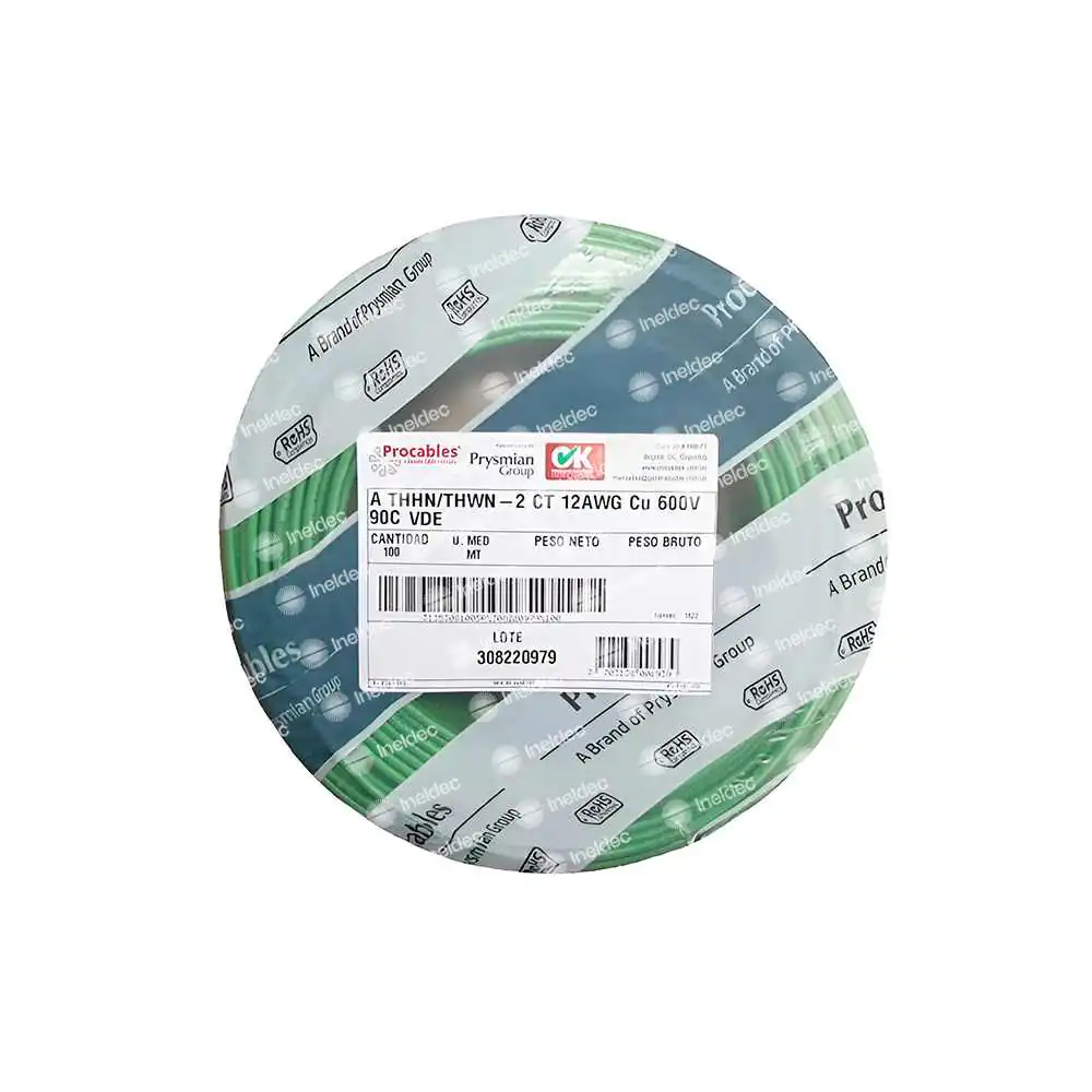 Alambre N° 12 AWG Verde Cu Procables Alambre N° 12 AWG Verde Cu Procables