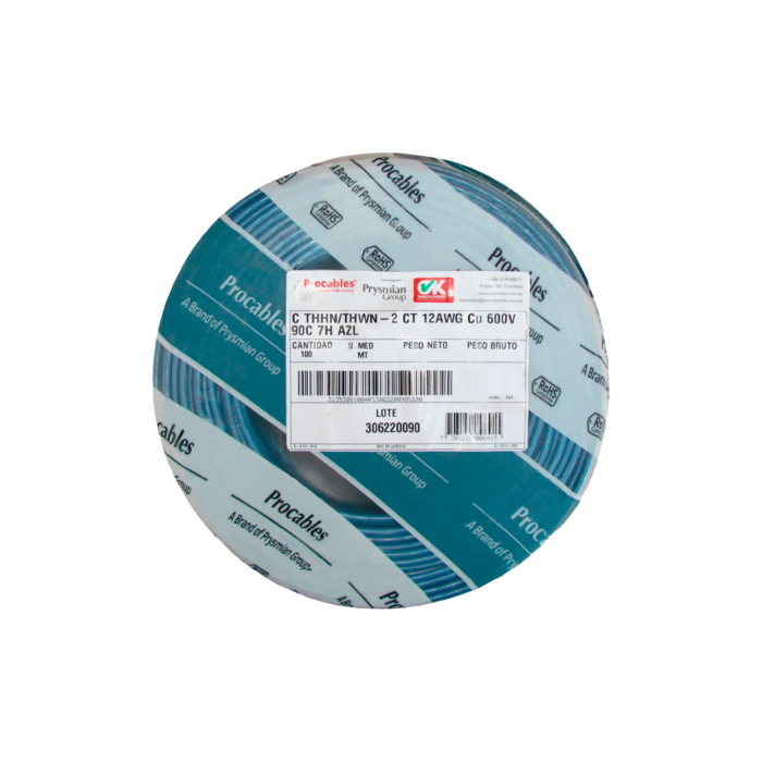 Cable electrico calibre 12 awg procables azul