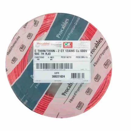 Cable de cobre 12 AWG Rojo THHN Procables